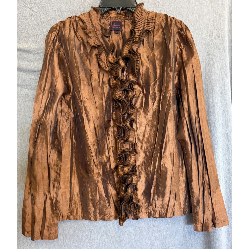 Colour Works Ruffle Victorian Goth Whimsigoth Bronze Metallic‎ Womens Large